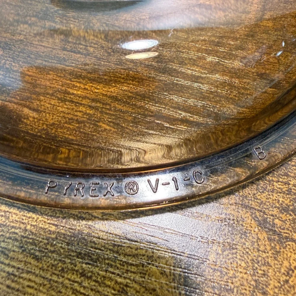 Vtg Pyrex Visions Amber Glass Replacement Lid V-1-C Brown Round 6.5